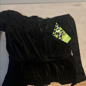 Black Velvet dress with Spider Web Design